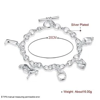 Großhandel - - Einzelhandel niedrigster Preis Weihnachtsgeschenk 925 Silber Hängende Pferdeschwanz Hufeisen Armband Geometrische Silberkette Armband H074