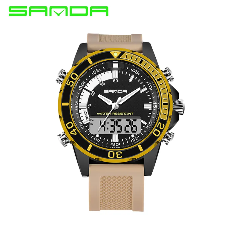 2018 Sanda Brand Shock Watch 3ATM على الطراز العسكري للرجال السيليكون الرقمي للرجال في الهواء الطلق الساعات الرياضية متعددة الألوان masculi257k