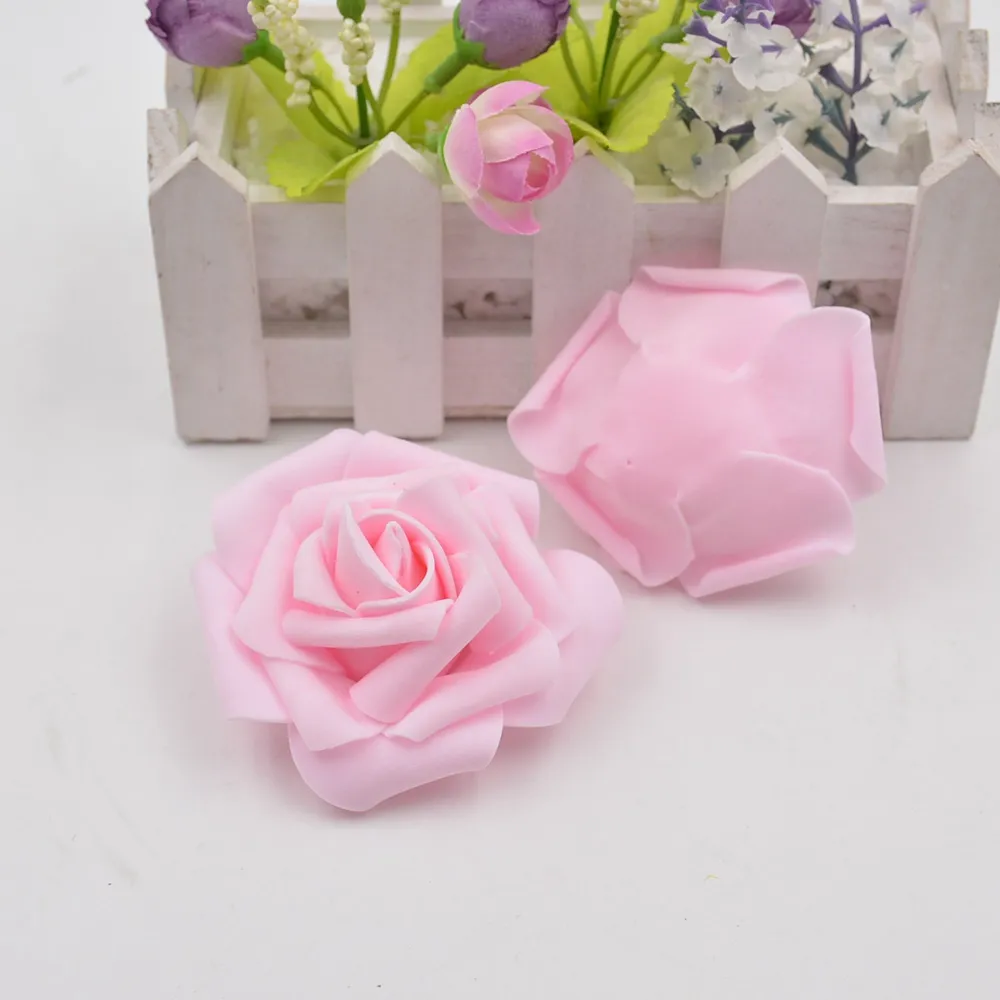 100 peças 7cm flor artificial de alta qualidade espuma rosa flor artesanal decoração de casamento faça você mesmo prancheta puff231a