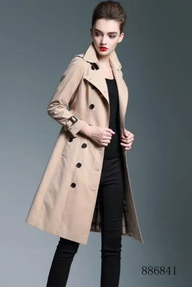 hot classic fashion popular England trench coat/women high quality plus long style jacket/double breasted slim fit trench for women B6841F340 S-XXL