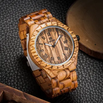 Neue natürliche schwarze Sandale Holz Analoguhr UWOOD Japan MIYOTA Quarzwerk Holzuhren Kleid Armbanduhr für Unisex1318g