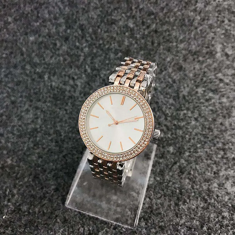 Moda m marka mody damska dziewczyna kryształowa tarcza stali nierdzewnej kwarcowy zegarek M6056-1155F