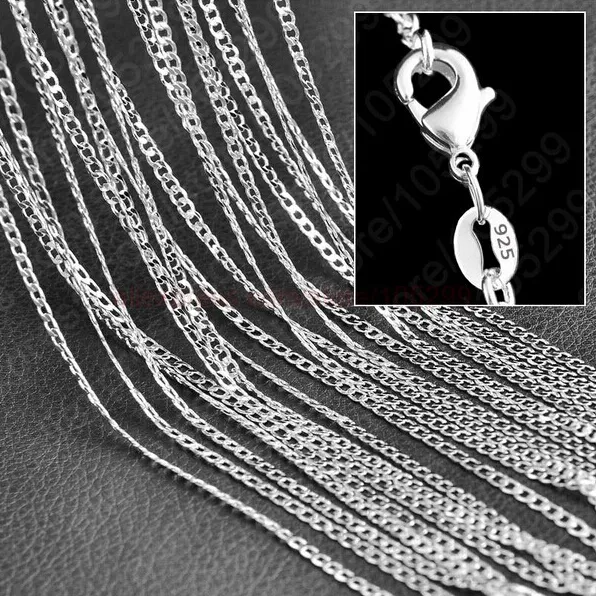 S925 Collier plaqué en argent sterling Bijoux solides de chaîne authentique pour femmes 16-30 pouces Curb avec des fermnes de homard Shipp198o