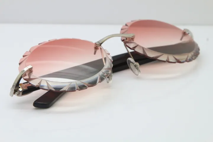 Óculos de prancha sem aro T8200761 Lente de corte esculpida Óculos de sol vintage C Decoração design óculos de sol Moda Acces305Z