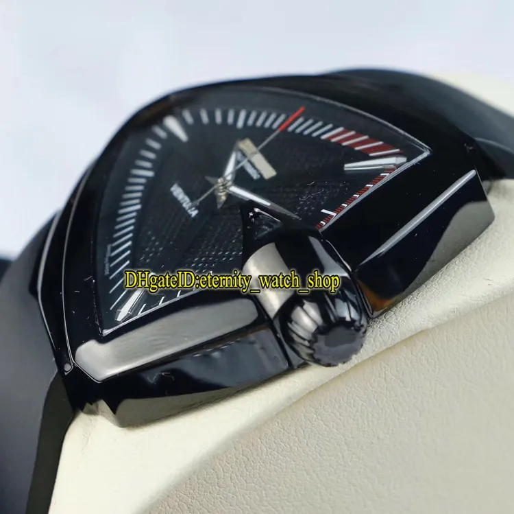 Luxo nova edição h24615331 ventura xxl automático preto malha dial 316l caso de aço inoxidável relógio masculino pulseira borracha esporte wa301p