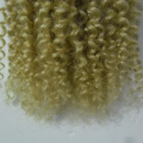 YUNTIAN Mongolian Afro Kinky Curly Hair Extension Weave Human Hair Bundles #613 Bleach Blonde Remy Hair