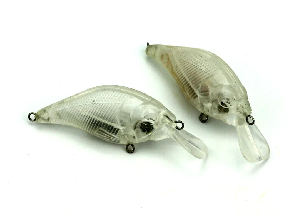 Hengjia 50 pièces leurre de pêche à manivelle appâts avec yeux réalistes 3D non peints plastique dur artificiel Transparent sans crochet 203D