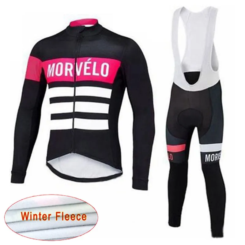 Morvelo team Cycling Winter Thermal Fleece pantaloni con bretelle in jersey imposta il nuovo set di abbigliamento da bicicletta MTB ropa bike Quick Dry maniche lunghe mail2428