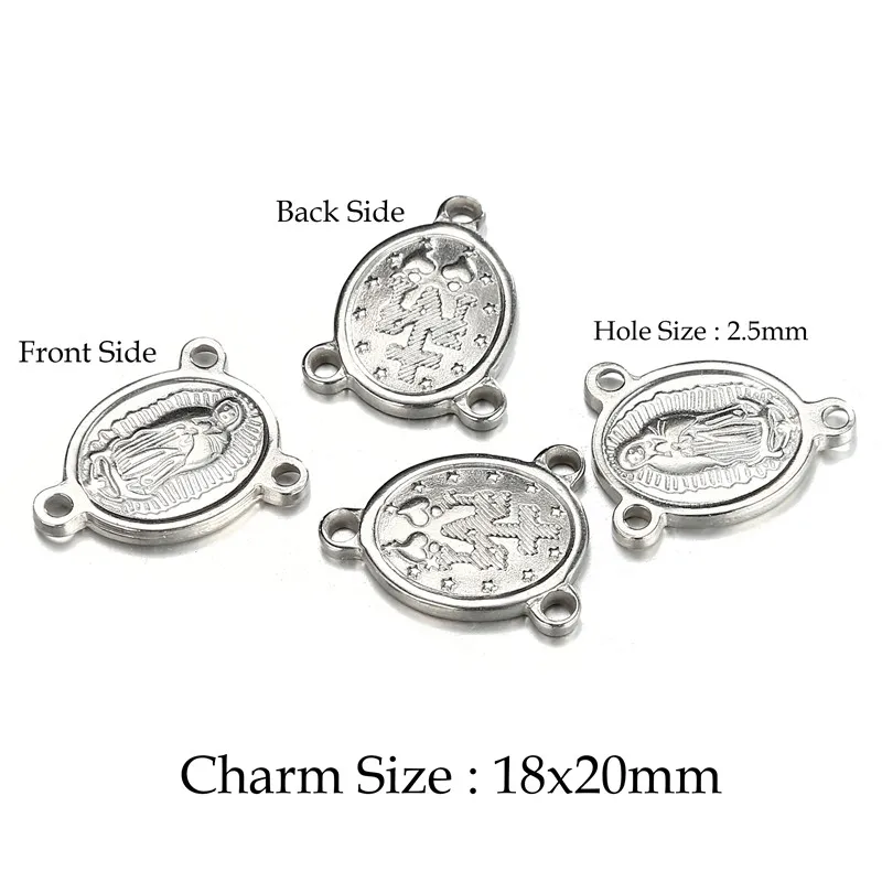 Stainless steel Religious rosary centerpiece Modonna rosary Virgin Mary charms connectors for jewelry DIY crafts Accesso319E