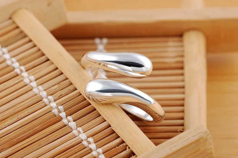 Yhamni 100% oryginalne 925 srebrne rozmiar pierścienia srebrnego regulowanego kropla wodnego otwartego pierścienia dla kobiet z pudełkiem podarunkowym HR012302Q