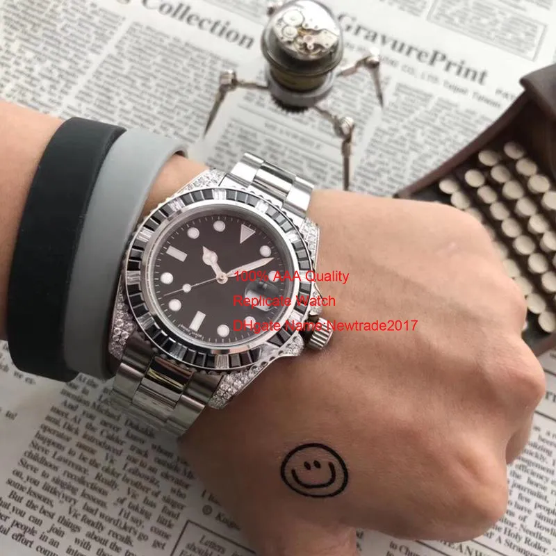Marca suíça relógios masculinos relógio de luxo automático 40mm diamante cerâmica moldura aço inoxidável alta qualidade safira espelho mergulhador wris200o