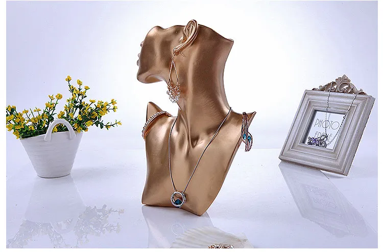 Qualità alla moda modello ritratto collana orecchino espositore gioielli espositore testa da donna manichino orecchini supporto display H3372