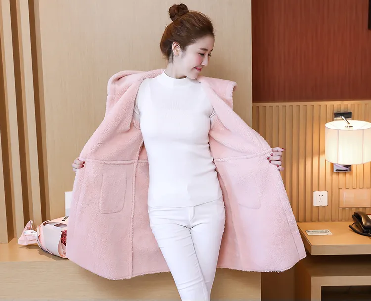 Moda Larga Cashmere Woolen Coat for Women 2018 Otoño Invierno Barato Cudo Coreano Wool F0114 Plus Tamaño es