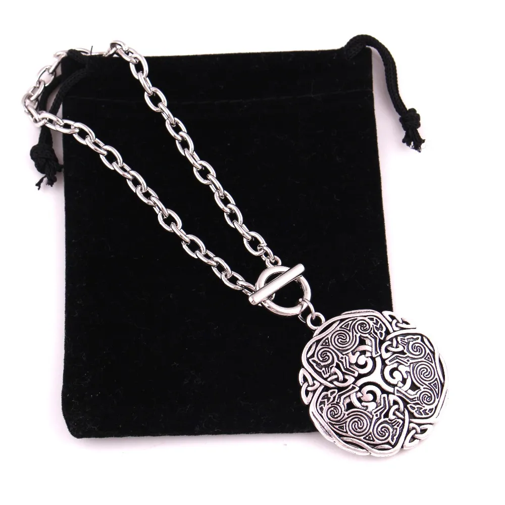 Viking Nórdico Celtic 3 Wolf Triskelion Energía Amuleta Amuleta Mujeres Hombres Pulseras de cadena de enlace de trigo Joyería216o