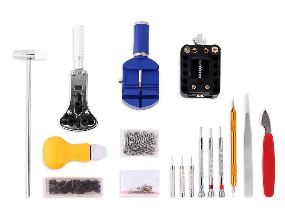 Kits de réparation de montres, 147 pièces, Kit d'outils, ouvre-boîtier, lien, dissolvant de barre à ressort, outils d'horloger en métal pour le réglage, Band257k