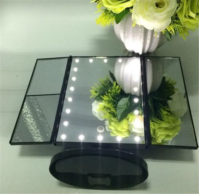 LED Touch Screen 22 Light Makeup Mirror Table Desktop Makeup Magnifying Mirrors 3 Folding Adjustable Mirror DHL 