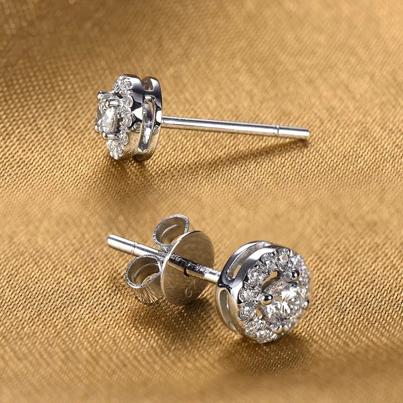 9K 14K 18K Gold Stud okrągłe kształt Grupa D F Kolor VVS Clarity Moissanite Stone Earring Piękny na zawsze Brilliant275f