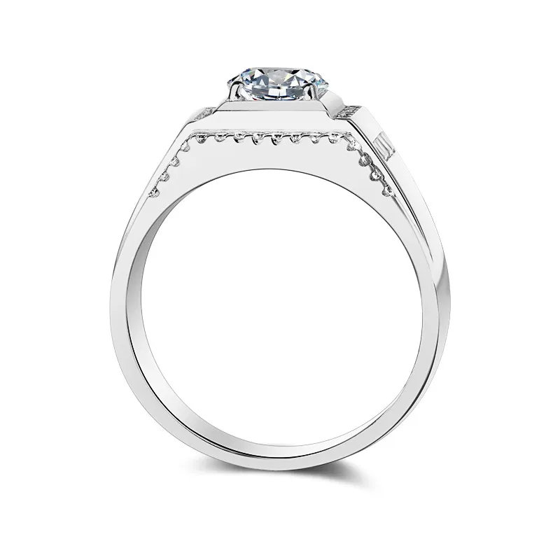 Klassiker mit Seitensteinen Männer Ring Set 6mm 1 2 CT Simulierte Diamant -Verlobungsring 925 Solid Silber Ehering für Männer Schmuck270s