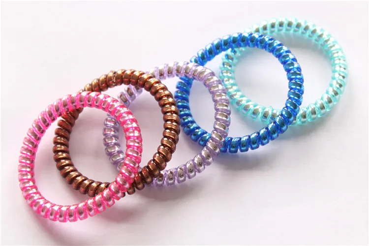 Women Colorful Hairband Girl Candy Color Headband Telephone Cord Elastic Ponytail Holders Hair Ring Diameter 5cm