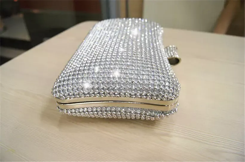 Designer -Royal Western Women's Lady Fashion TWAROVSKI Silver Crystal Evening Clutch Bag Purse Handbag Shoulderbag Wedding Br325F