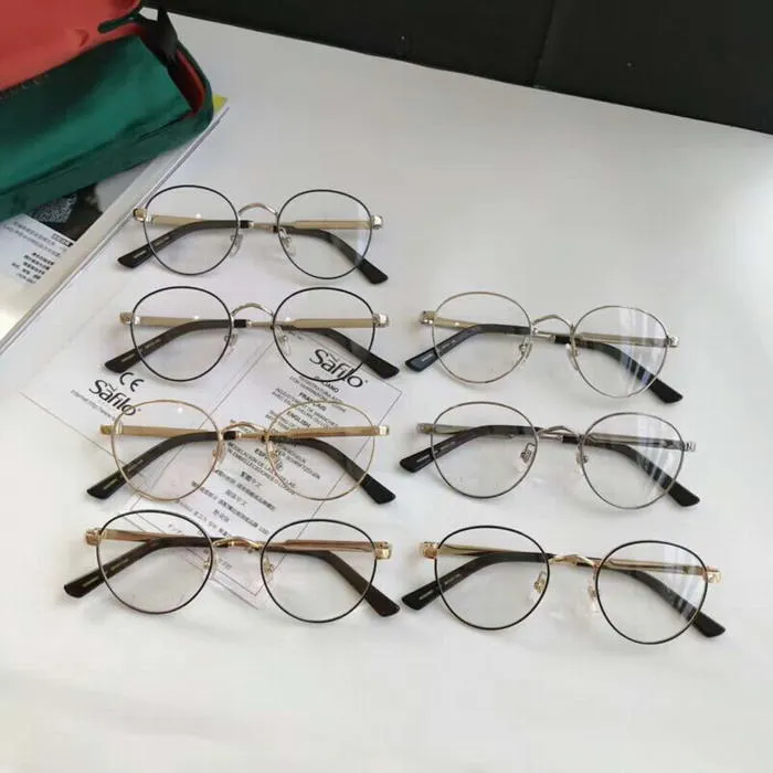 Ouro 0290o óculos redondos armação de óculos de lente clara óculos masculinos óculos de olho quadros novo com box251s
