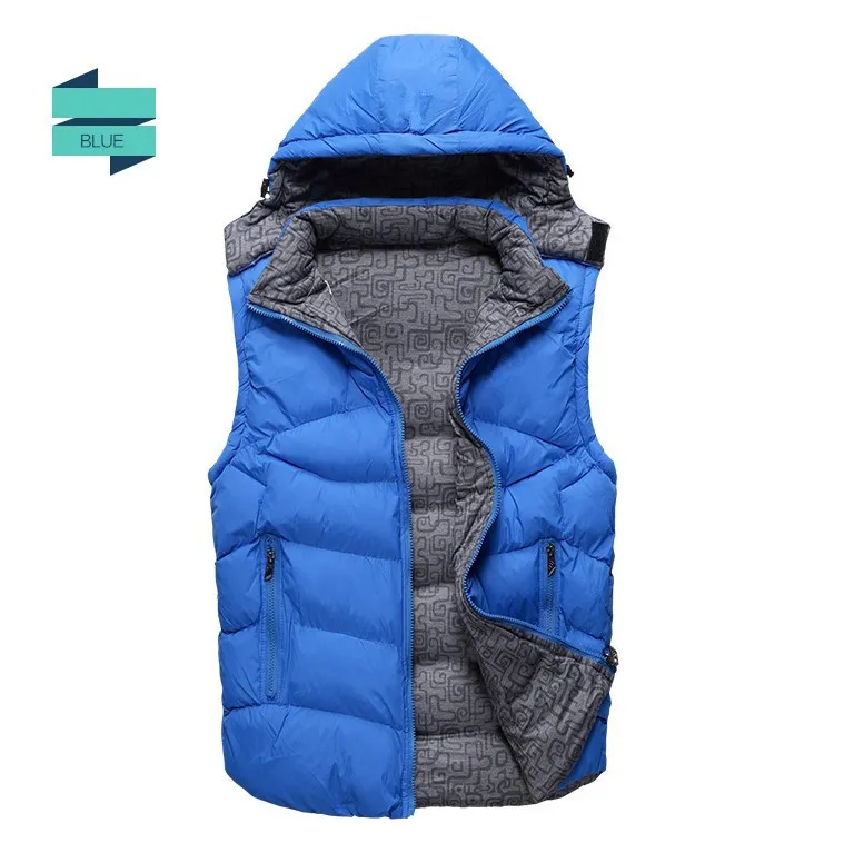 Gilets pour hommes Hommes Marque Designer Down Vest Casual Veste d'hiver à capuche Mâle Coupe-vent extérieur Down Double Sides Manteau portable