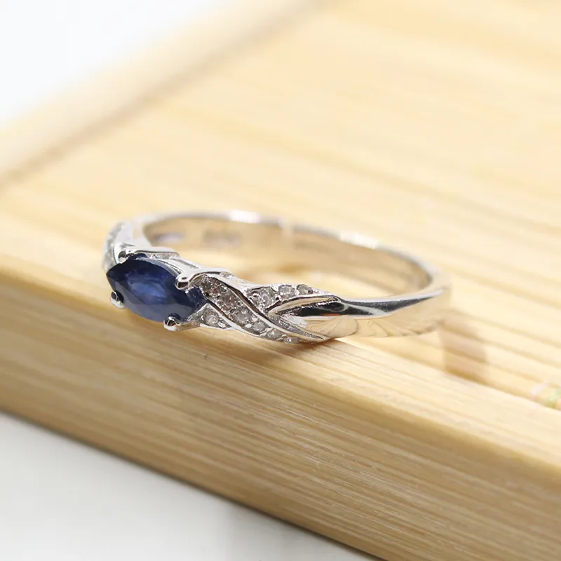 натуральное сапфировое кольцо 3 мм 6 мм сапфировое драгоценное камень Серебряное кольцо твердое кольцо 925 Серебряные сапфировые украшения319A