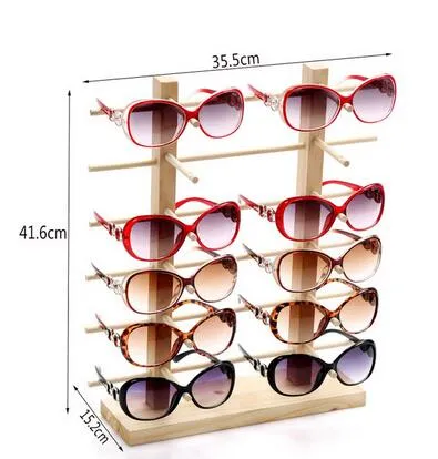 Novo óculos de sol óculos de madeira expositores prateleira óculos exibição suporte óculos de sol quadros rack nove tamanhos pode choos327u