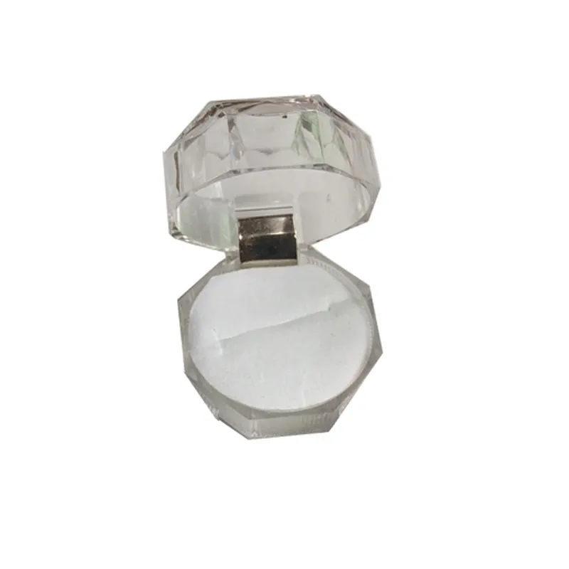 20 stuks acryl ring doos helder goedkope doos bruiloft kristal diamanten ring stud stof plug opslag pakket geschenkdoos 4 4 4 cm 3 kleur keuze235T