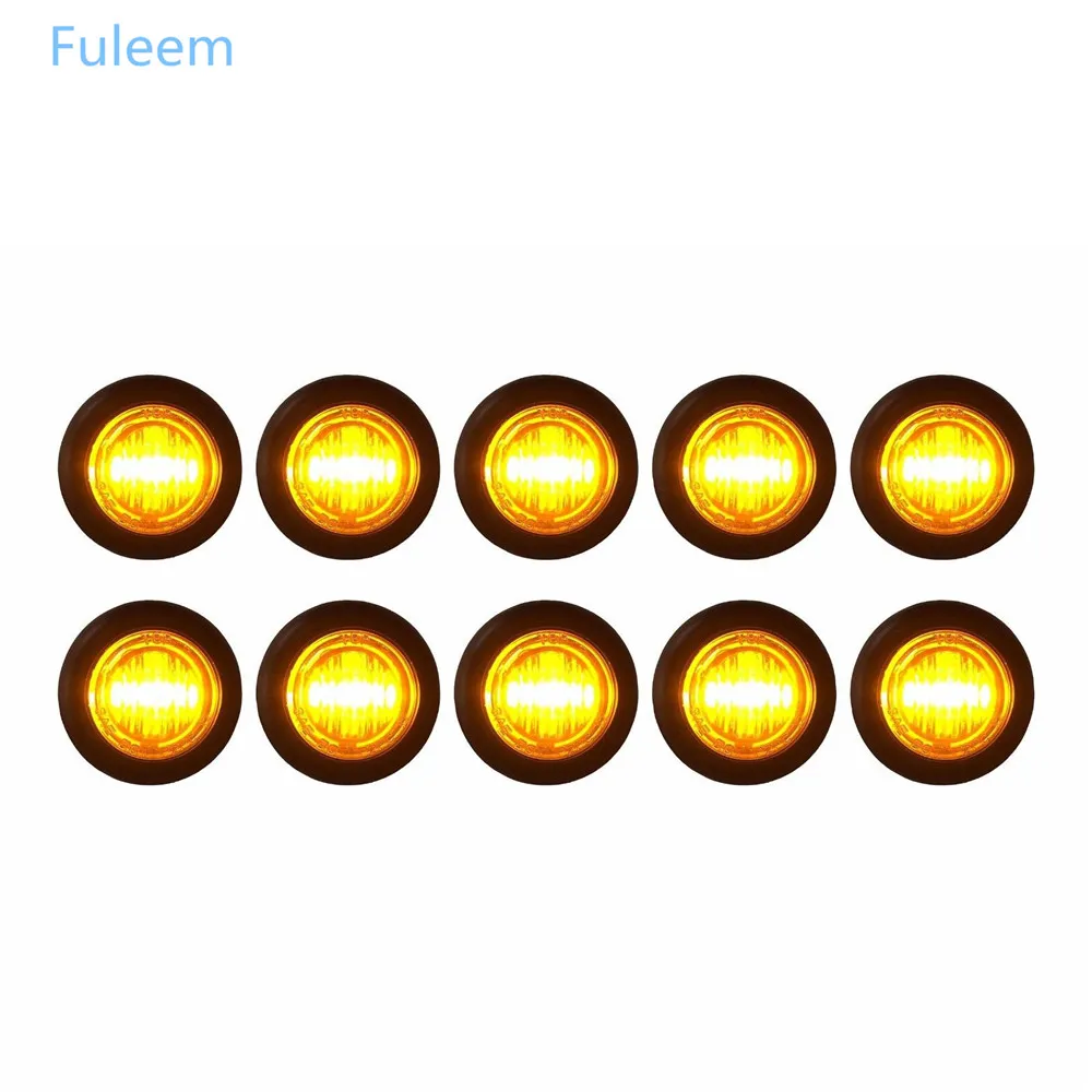 Fuleem 10 pièces Mini 12V ambre rouge blanc 3/4 pouces lentille de couverture côté marqueur LED remorque balle feu de stationnement pour camion remorque Bus