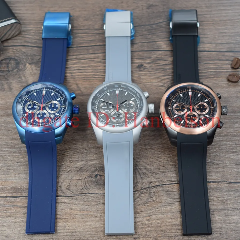 NEW Sports men 6612 Multifunctional chronograph Quartz watch Titanium shell Rubber strap Small dial work Fashion male WristWatch1851