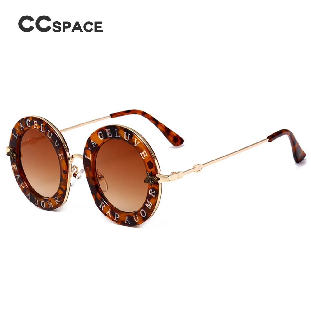 45319 Brief Ronde Zonnebril Met Bij Voor Vrouwen Metalen Frame CCSPACE dames Mode Vrouwelijke Shades283m