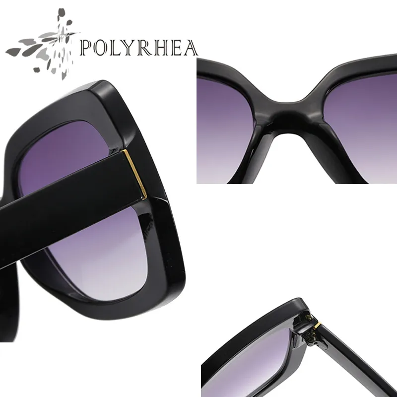 2021 Luxury Italy Overdimensionerade fyrkantiga solglasögon Kvinnor Retro Fashion Designer Big Fram Sun Glasses Kvalitet UV -skyddslins Come W252O