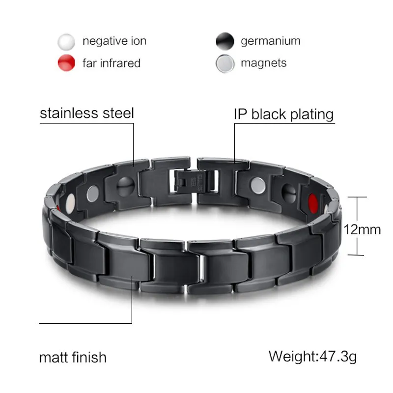 316L Stainless Steel Health Energy Bracelet Men s Titanium Steel Bio Magnetic Therapy Power women's Bangle For couple Fashion313I