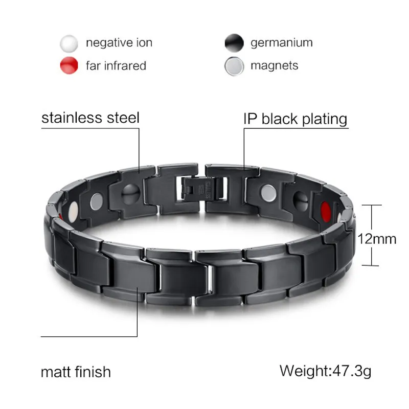 Bracelet d'énergie de santé en acier inoxydable 316L pour hommes en acier titane Bio thérapie magnétique puissance bracelet pour femme pour couple Fashion313I
