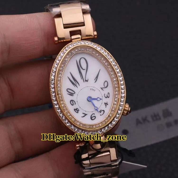 Valentine's Day Gift Reine De Naples 2303 White Shell Dial Quartz Diamond Bezel Womens Watch Stainless Steel Bracelet New Lady Watches