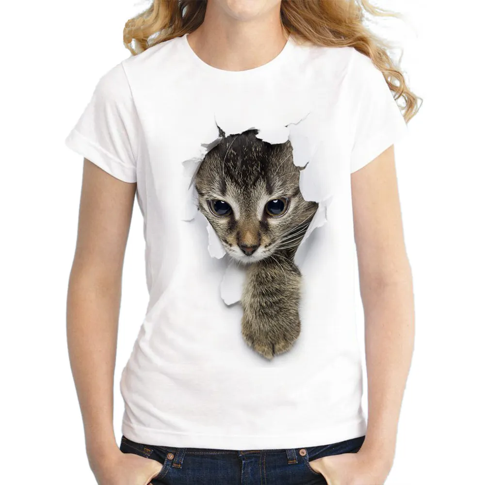 Tryckt 3D -katter för män Kvinnor och barn Söt familj Kort ärm T -skjortor Summer Casual Tops Ops