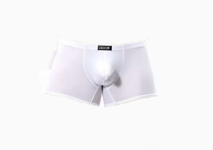Bezpłatna wysyłka Con Męska bielizna cienki lodowy jedwabny jedwab Niski, seksowne oddychające przezroczyste spodnie