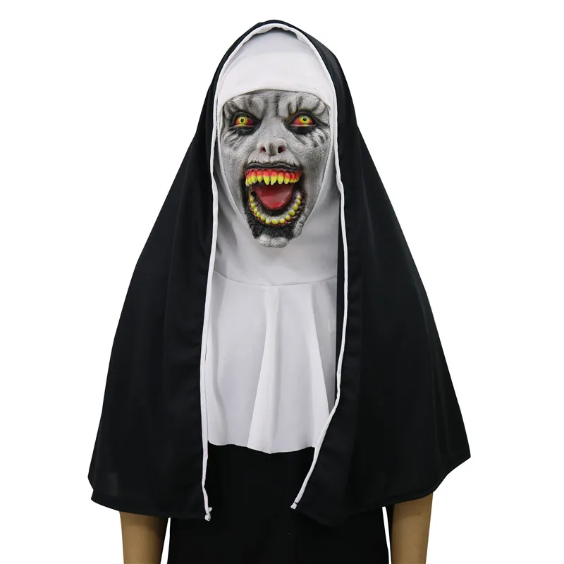 Halloween La Nonne Horreur Masque Cosplay Valak Effrayant Latex Masques Casque Intégral Demon Halloween Party Costume Props 2018 New297k