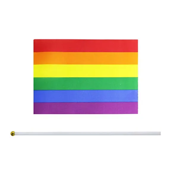 Rainbow Pride Gay Stick Flag 50 Pack Petit Mini Drapeaux LGBT à main sur bâtons Décorations Fournitures pour Mardi Gras Gay Pride Rainb217L