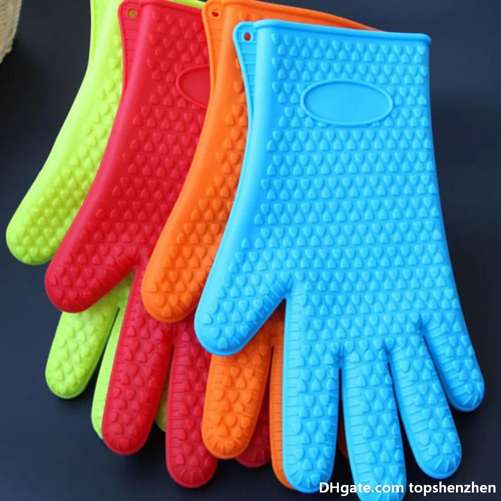 Silicone Cooking Gloves Heat Resistant Oven Glove Thick Cooking BBQ Grill Glove Oven Cooking Baking BBQ gloves Holder