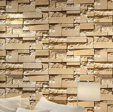 Rouleau de papier peint 3d en brique empilée moderne, fond de mur en brique grise pour salon, papier peint en pvc stéréoscopique look 214x