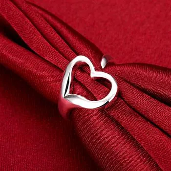 Toptan Satış - Perakende en düşük fiyat Noel hediyesi 925 gümüş Yüzük Açılış Kalp Yüzükler Avrupa ve Gümüş Kalp Şeklinde Yüzük Süsler R009