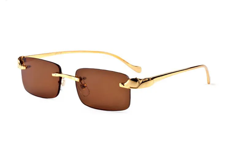 Nouvelle mode sport lunettes de soleil sans monture pour hommes femmes léopard or jambes en métal homme femme mode corne de buffle lunettes de soleil ga254r