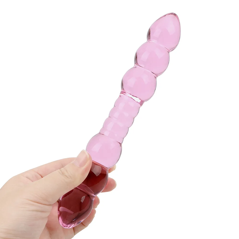 IKOKY Glass Dildo Dual Head Anal Plug Butt Stimulation Prostate Massage Large Penis Sex Toys for Women Female Masturbation S10186148303