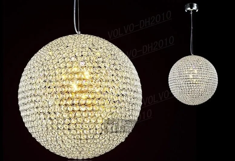 Lámparas colgantes de pelota de cristal K9 modernas LED Lámparas Lámparas de la sala de estar Restaurante Bar Creative Sphere Ballroom Casa del hogar332p