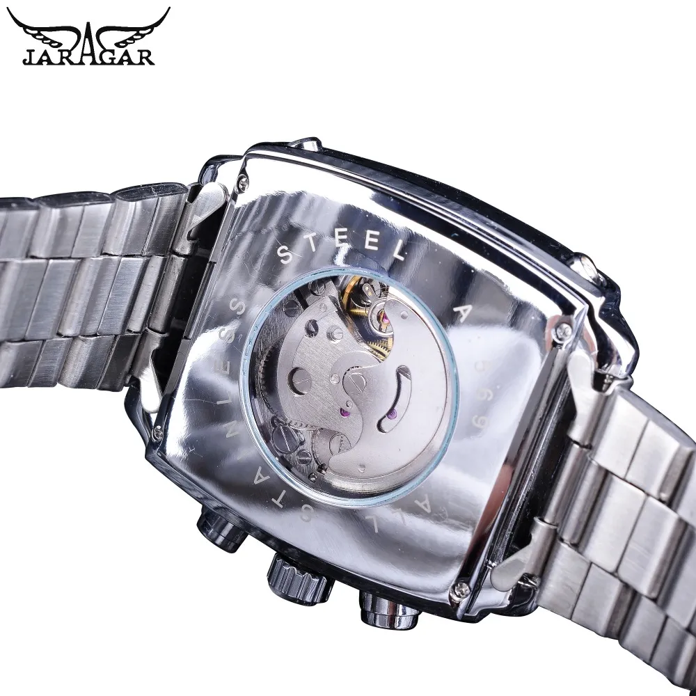 Jaragar zegarek navigator seria moda unikalna kwadratowa wyświetlacz wodoodporne męskie automatyczne zegarki Top marka Luminous Hands258W