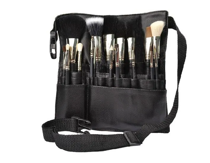 Nowy makijaż makijażu uchwyt pędzla 22 Pockets Pasek Czarny pasek torba Salon Makeup Artist Cosmetic Brush