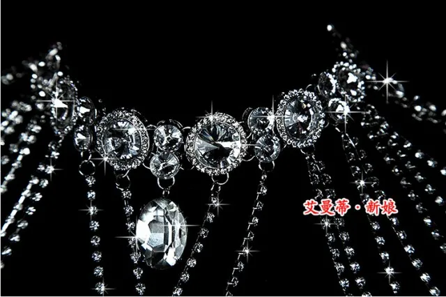 Våren 2019 ny stil brud axelkedja verklig pos glittrande strass bröllop axel kedja smycken halsband i stock2760