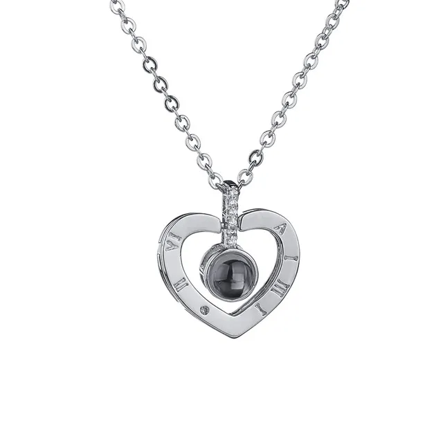 Nytt Rose Gold Silver I Love You 100 Lanugage Necklace Love Memory Projection Heart Necklace Birthday Present Drop 2895